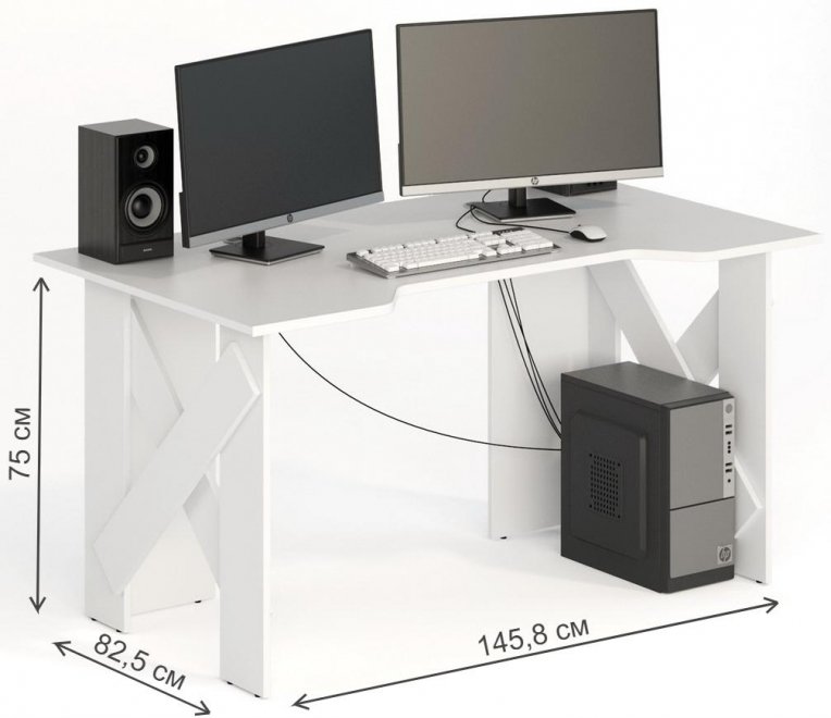 Компьютерный стол СКП-2 GL-2 белый