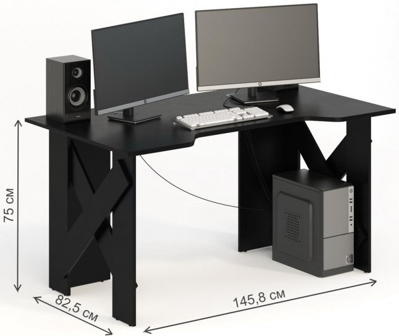 Компьютерный стол СКП-2 GL-2 черный