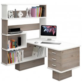 Компьютерный стол СР-520 левый нельсон / белый жемчуг