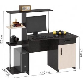 Компьютерный стол Студент-Стиль М венге цава / дуб молочный