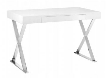 Белый компьютерный стол B-31 белый / хром