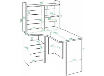 Письменный стол Домино Lite СКЛ-Угл120+НКЛ-100 Ш-Ч правый