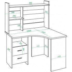 Письменный стол Домино Lite СКЛ-Угл120+НКЛ-120 БЕК левый