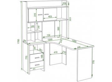 Письменный стол Домино Lite СКЛ-Угл130+НКЛХ-120 БЕК левый