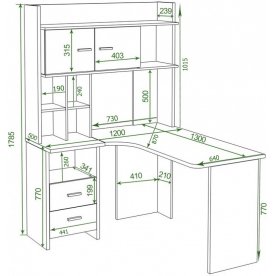 Письменный стол Домино Lite СКЛ-Угл130+НКЛХ-120 БЕК правый