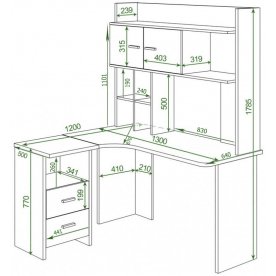 Письменный стол Домино Lite СКЛ-Угл130+НКЛХ-130 ШК-Ч правый