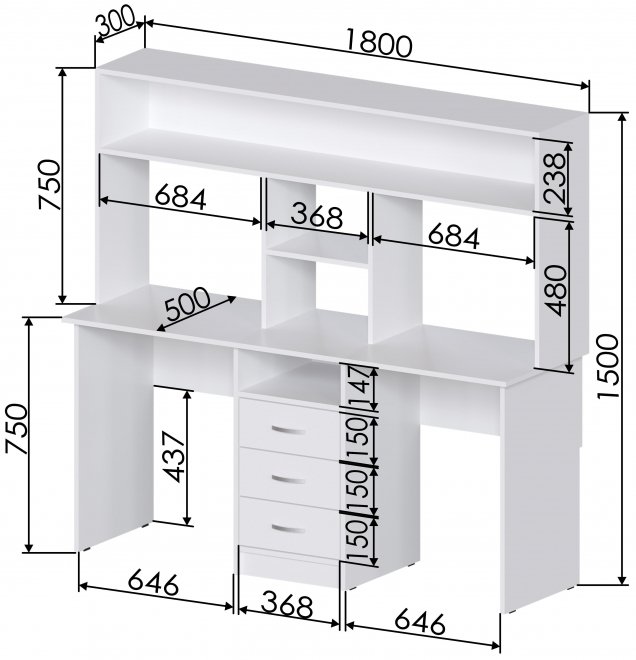 Письменный стол Хит-52 белый
