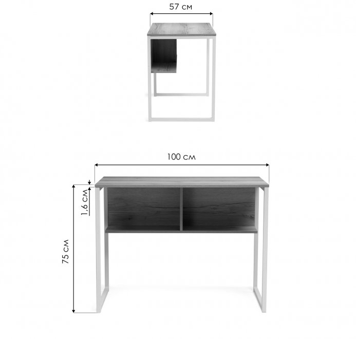 Письменный стол Клер Лофт дуб делано светлый / белый матовый