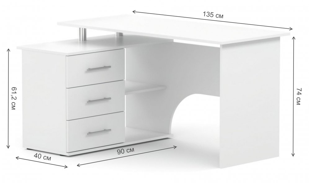 Письменный стол КСТ-09 левый белый