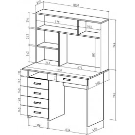 Письменный стол Лайт-4Я с надстройкой