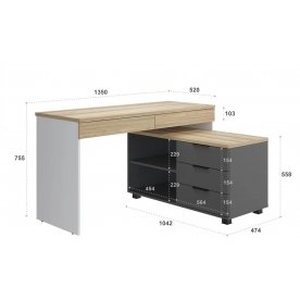 Письменный стол Скайлайт СЛ-22К блэквуд ячменный / графит / белый / меренга