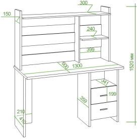 Письменный стол СКЛ-Прям130+НКЛ-130