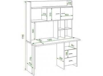 Письменный стол СКЛ-Прям130+НКЛХ-130