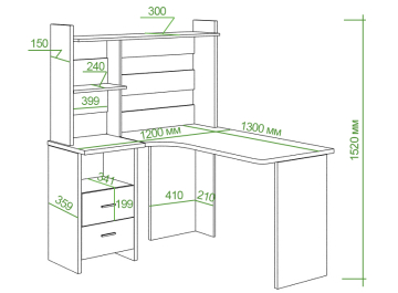 Письменный стол СКЛ-Угл130+НКЛ-120