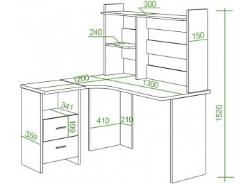 Письменный стол СКЛ-Угл130+НКЛ-130