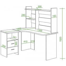 Письменный стол СКЛ-Угл130+НКЛ-130