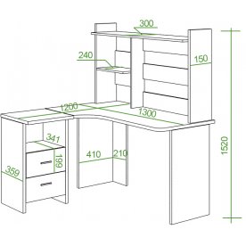 Письменный стол Беланта-Угл130+НКЛ-130