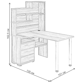 Письменный стол СР-132-130 В-ЛЕВ левый