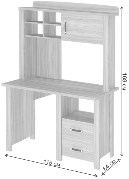 Письменный стол Илевро-115 с тумбой и надстройкой НД-115Н КБЕ карамель / белый