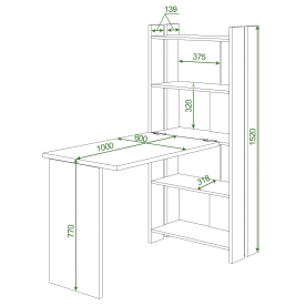 Письменный стол Лоревро-ОВ+Столешница100Прям КШ