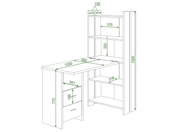 Письменный стол СТЛ-ОВ+Столешница100Прям КШ