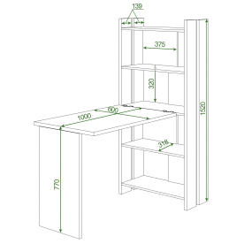 Письменный стол СТЛ-ОВ+Столешница100Прям Ш