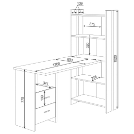 Письменный стол СТЛ-ОВ+Столешница120РПрям КШ