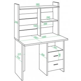 Письменный стол Беланта-Прям100Р+НКЛ-100 БЕ