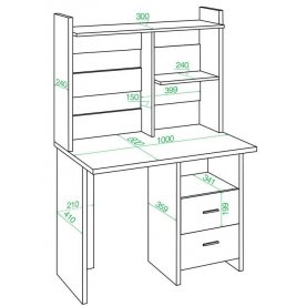 Письменный стол СКЛ-Прям100Р+НКЛ-100 В