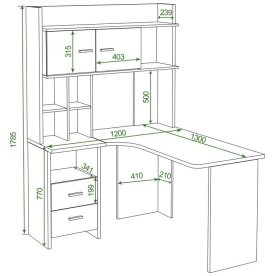 Письменный стол СКЛ-Угл130+НКЛХ -120 КШ ЛЕВ
