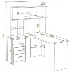 Письменный стол СКЛ-Угл130+НКЛХ -120 Н ПРАВ
