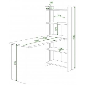 Письменный стол СТЛ-ОВ+С120Прям без тумбы БЕ