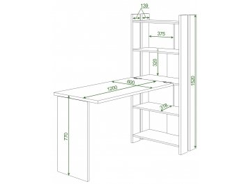 Письменный стол СТЛ-ОВ+С120Прям без тумбы КВ