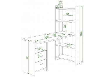 Письменный стол Лоревро-ОВ+С120Прям К