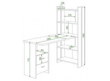 Письменный стол СТЛ-ОВ+С120РПрям БЕ