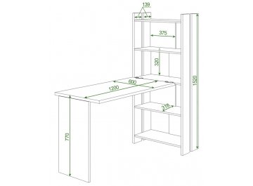 Письменный стол Лоревро-ОВ+С120РПрям без тумбы БЕ