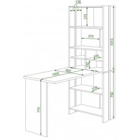 Письменный стол СТЛ-ОВХ +С100Прям без тумбы НБЕ