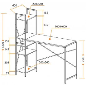 Письменный стол Wd-07/Вд-07 burnt/обгоревшее дерево