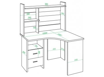 Компьютерный стол с надстройкой 120х100
