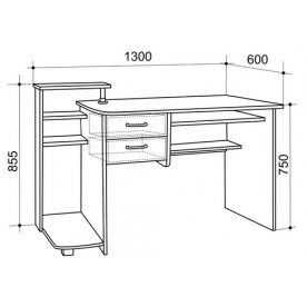 Стол компьютерный Ирбис вишня оксфорд