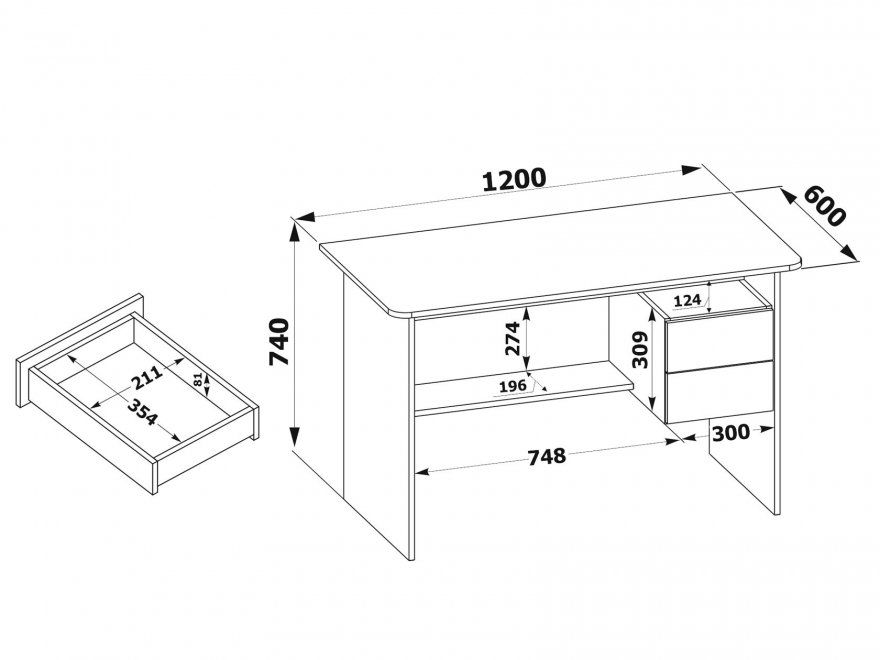 Стол письменный  СПМ-07Б