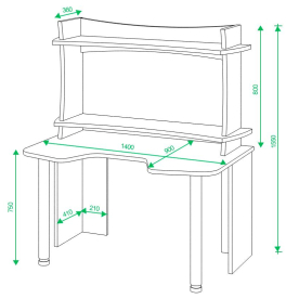 Письменный стол СКЛ-Игр140 ЧБЕ+НКИЛ120ВЛ