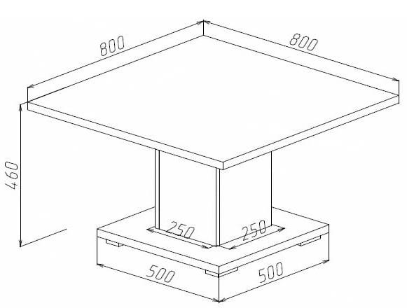 Стол журнальный Римини 2011 дуб ватан / бетон чикаго
