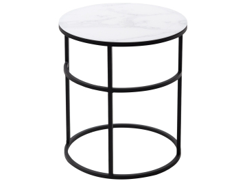 Журнальный столик Френсис стекло белый мрамор / черный