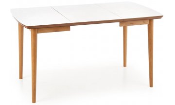 Стол деревянный обеденный Kingsly раскладной белый матовый / дуб лефкас