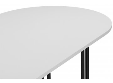 Обеденный стол Хьюго О 200 х 90 белая шагрень пленка / черные ноги