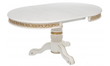 Деревянный стол Лорд молочный / золотая патина