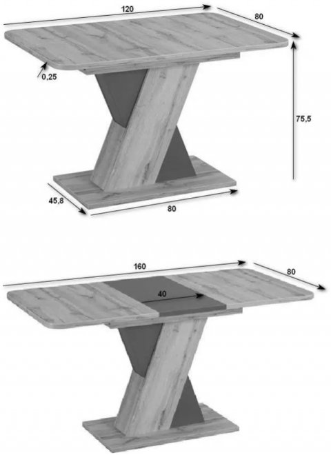 Деревянный стол Вильнюс дуб вотан / вольфрам