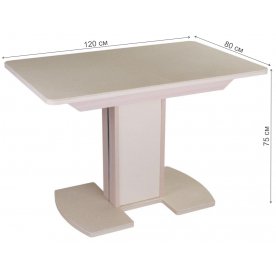 Стол Альфа ПР-1 КМ молочный дуб / камень 06 / ножка 05-1 молочный дуб крем