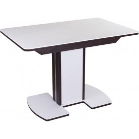 Стол Альфа ПР КМ венге / камень 04 / ножка 05 венге / белая